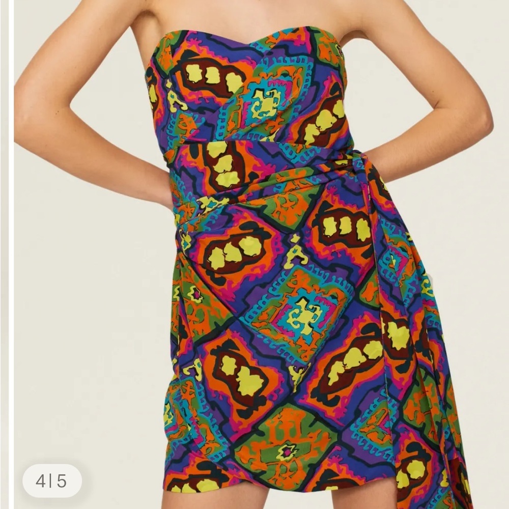 Rodebjer Rihad Silk Colorful Strapless Mini Dress M - Picture 2 of 13